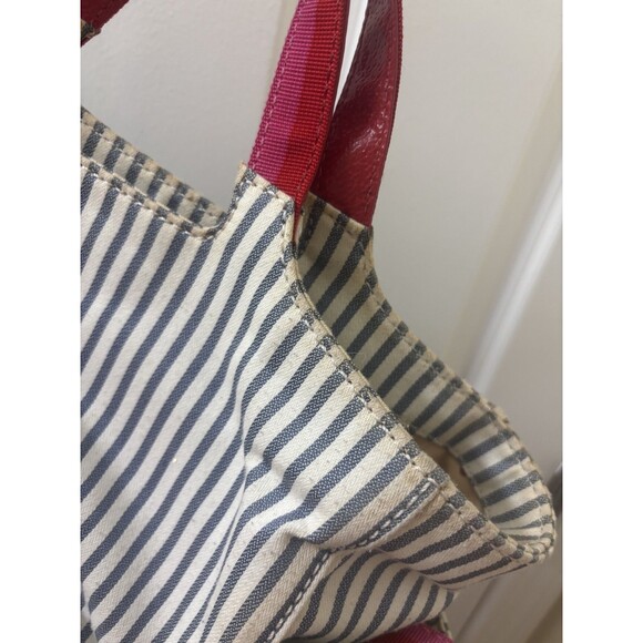 Kate Spade Canvas Leather HANDLE Tote Bag NAUTICAL BLUE AND WHITE BELT DETAILS - Picture 7 of 9